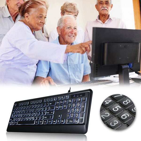 USB Interface Large Print Backlit Wired Keyboard - Image 6