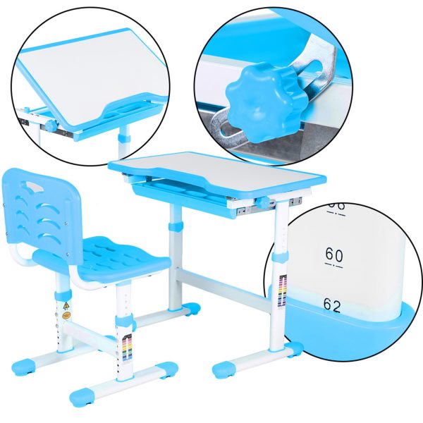 Desk Chair Children Activity Art Table Set(Blue) - Image 9