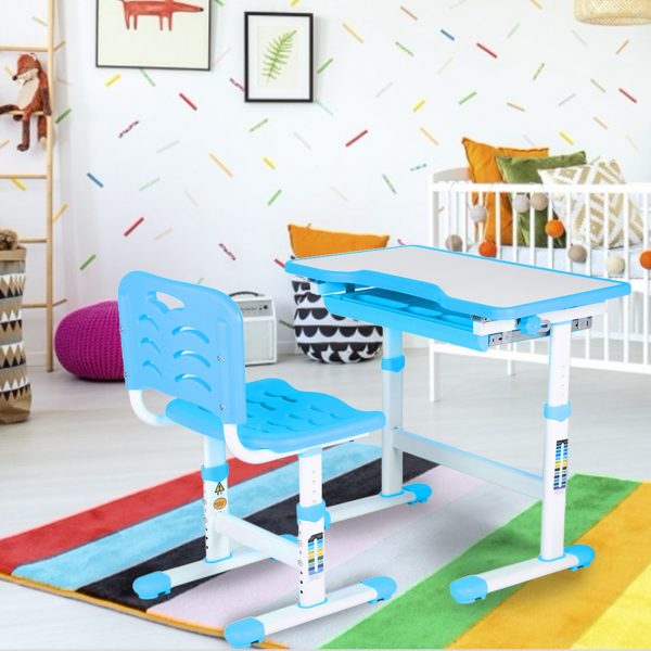 Desk Chair Children Activity Art Table Set(Blue) - Image 2