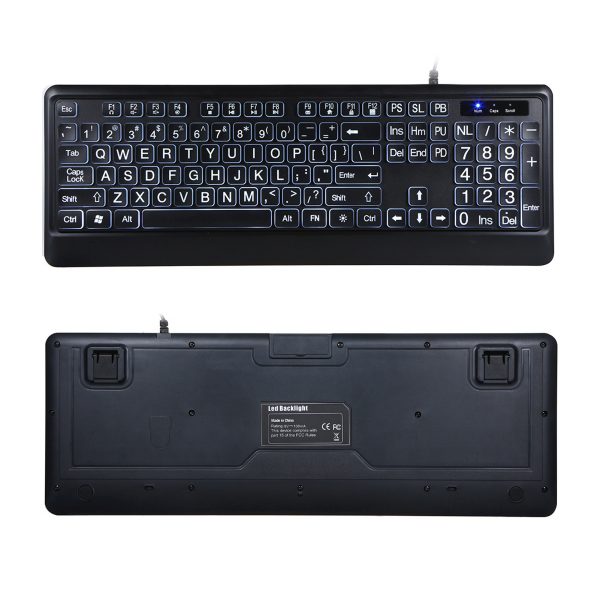 USB Interface Large Print Backlit Wired Keyboard - Image 4