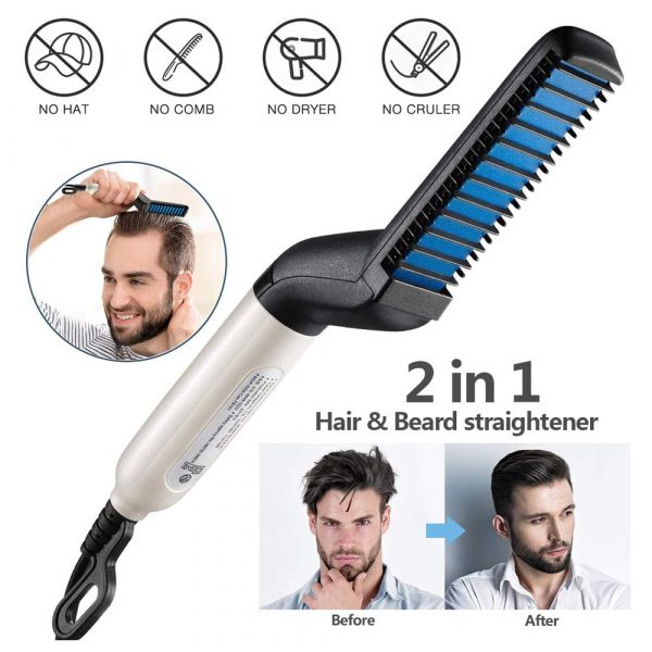 Electric Hair Straightener Brush,Men Quick Beard - Image 5