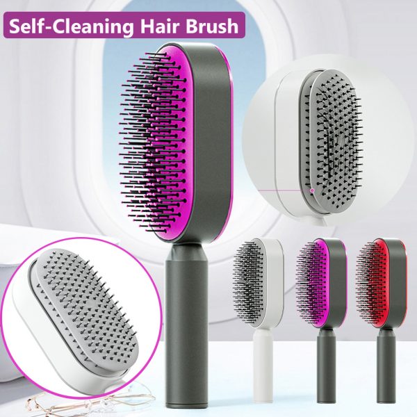 Self Cleaning Hair Brush For Women One-key C