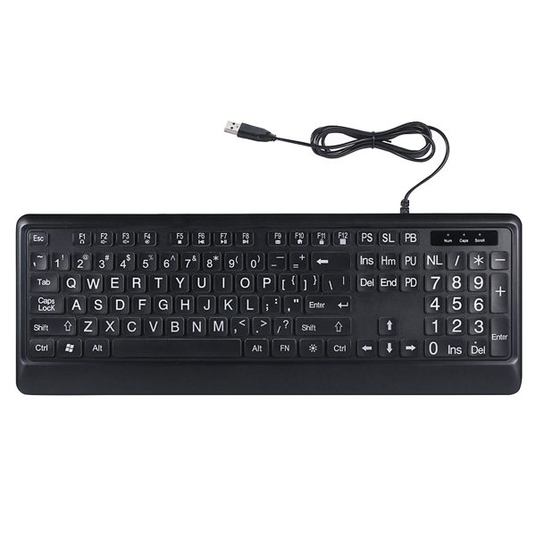 USB Interface Large Print Backlit Wired Keyboard - Image 3