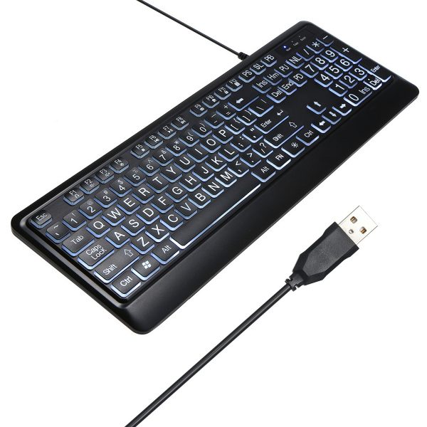USB Interface Large Print Backlit Wired Keyboard - Image 2