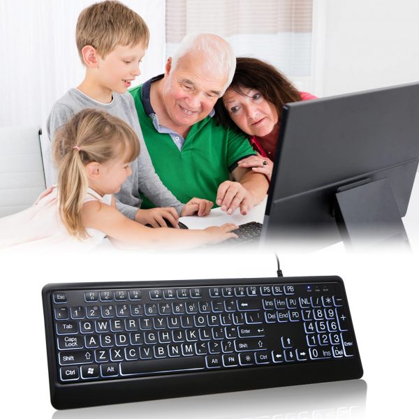 USB Interface Large Print Backlit Wired Keyboard - Image 7
