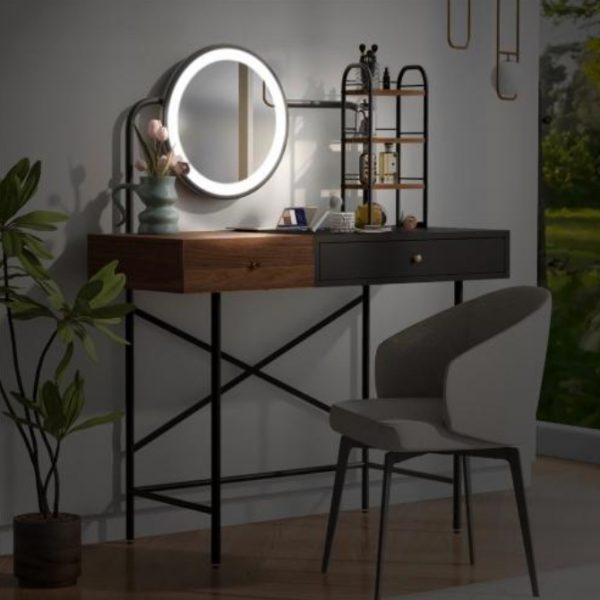 Makeup Vanity Desk With 3-Mode Lighted Mirror Wireless Charging Station - Image 4