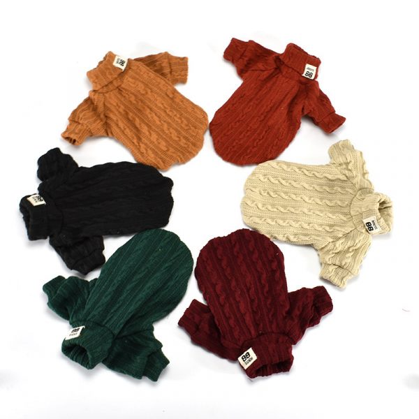 Dog Sweater Turtleneck Solid Color Dogs Clothe - Image 3