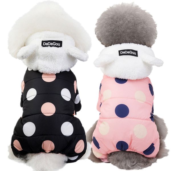 Warm big polka dot four-leg cotton coat - Image 5