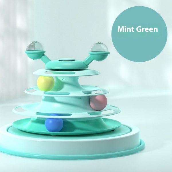 4 Levels Cat Toy Tower Turntable Roller Balls Toys - Image 8