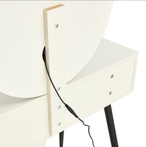 Fluted Makeup Vanity Desk With Round LED Mirror - Image 8