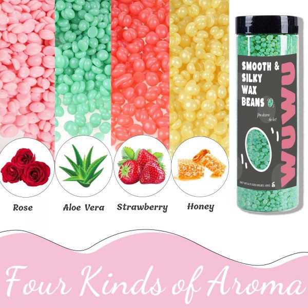Hard Wax Beads 1600g Set, 400G X 4 Bottles - Image 2