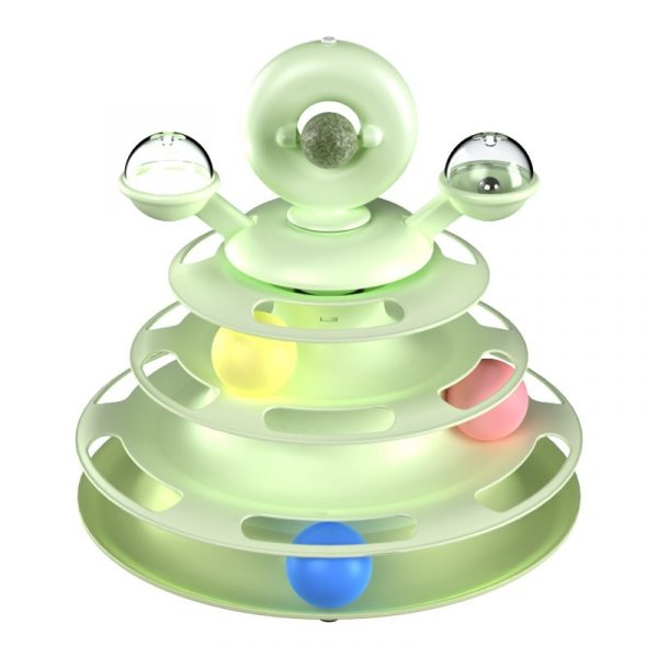 4 Levels Cat Toy Tower Turntable Roller Balls Toys - Image 3