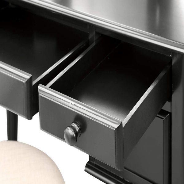 Vanity Table Set with Mirror and Stool, 5
 Drawers Makeup Dressing Table with Cushioned Stool - Image 8