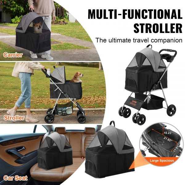 VEVOR Pet Stroller, A Four-wheeled Rotating Dog - Image 6