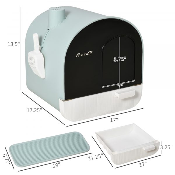 Cat Litter Box With Lid, Indoor Cat With Tray, Spoon, Strainer - Image 6