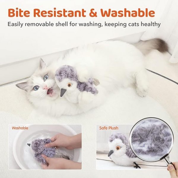 Cat Toys Flapping Bird No Flying,Lifelike Sandpiper Chirp Tweet Toys - Image 3