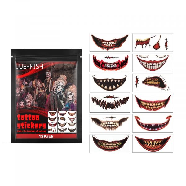 Halloween Prank Makeup Temporary Tattoo, 12PCS Halloween