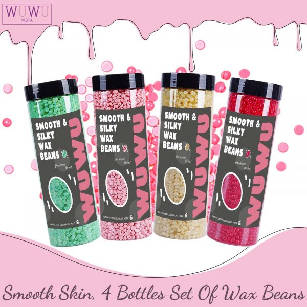 Hard Wax Beads 1600g Set, 400G X 4 Bottles