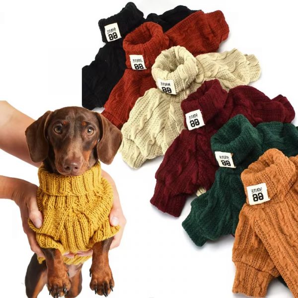 Dog Sweater Turtleneck Solid Color Dogs Clothe