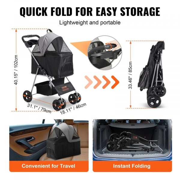 VEVOR Pet Stroller, A Four-wheeled Rotating Dog - Image 5
